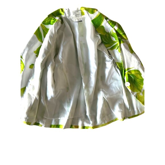 Tropical Leaf Print Womens Blazer Jacket - 3/4 Sleeve - Button Closure - Stylish - Picture 6 of 10